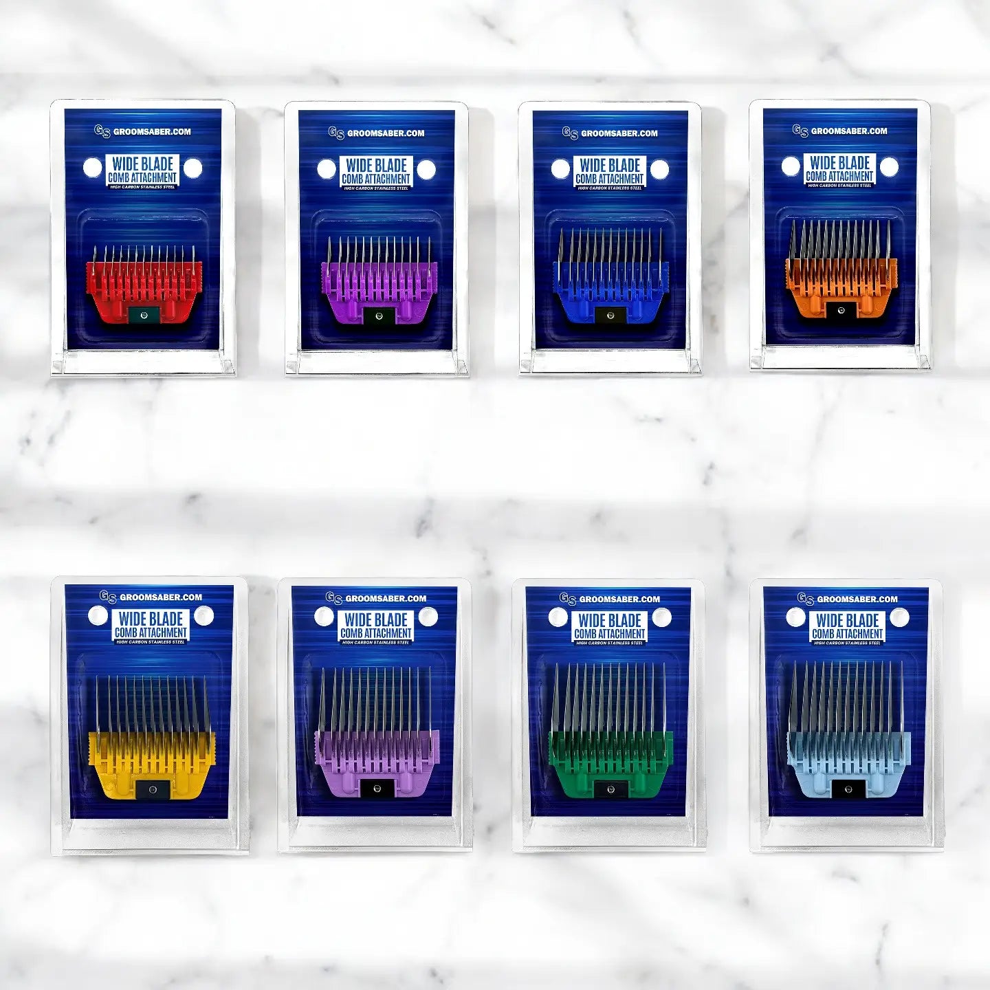 Eight Piece ColorMax Wide Blade Guard Comb Bundle (A5 Compatible)